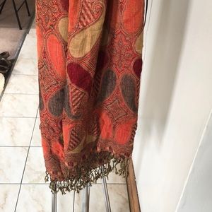 Paisley orange pashmina scarf